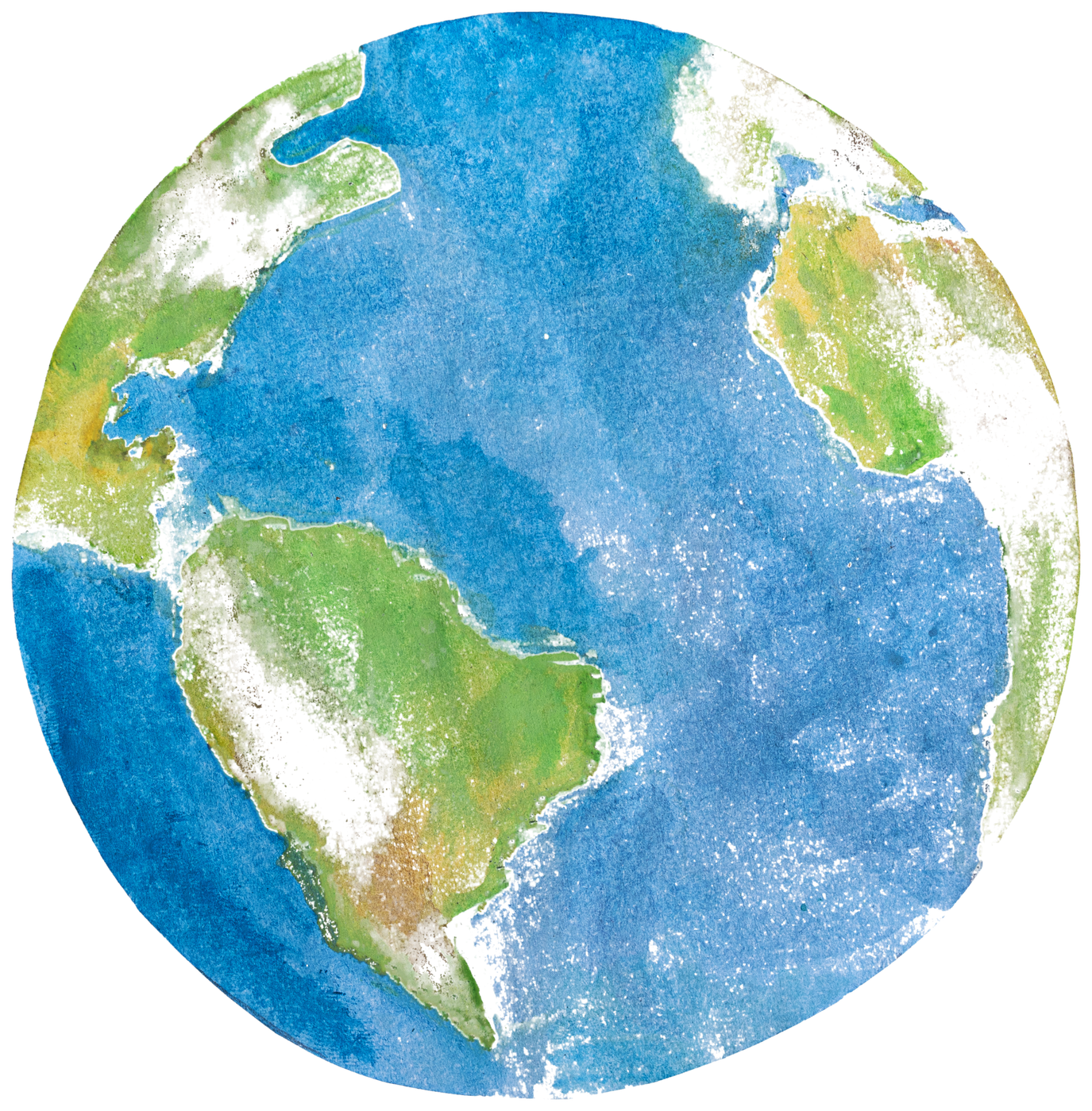 Watercolor globe representing Cend's environmental impact.